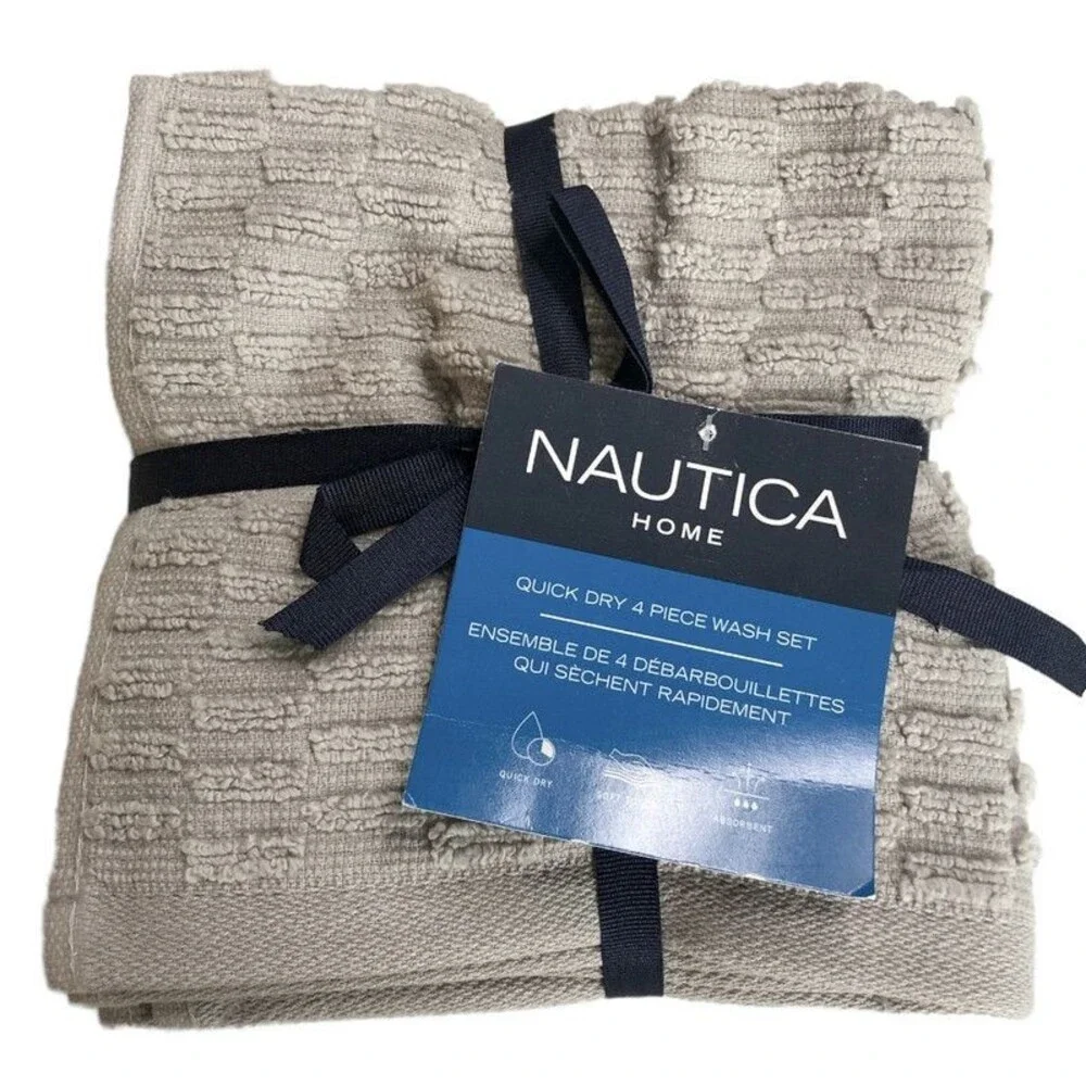 Nautica Facecloths Washcloths Soft Cotton Gray 13x13